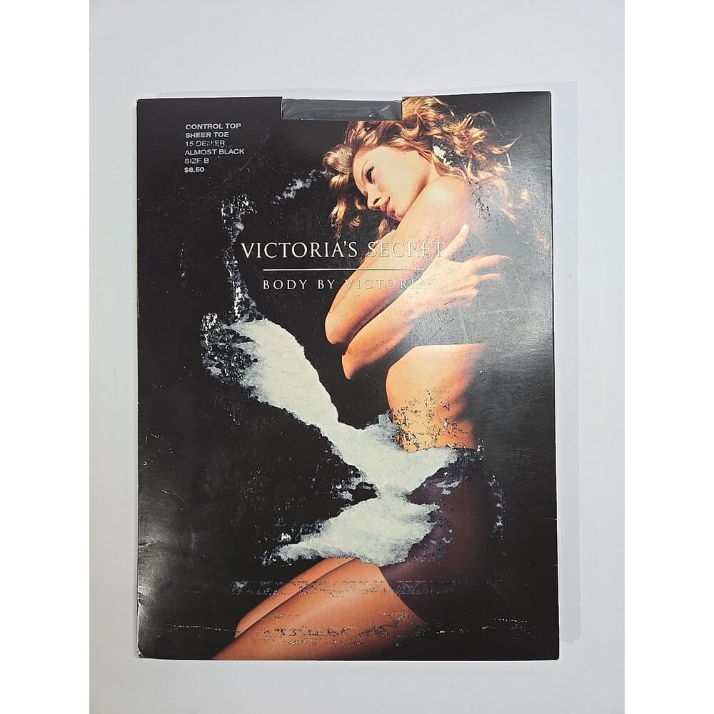 Victoria Secret Body By Victoria Control Top Sheer Toe Pantyhose Almost Black...
